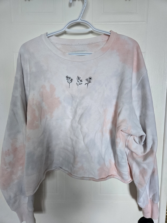 Hollister Sweaters - Hollister Light Pink Fleece Pullover with Navy Logo Tag